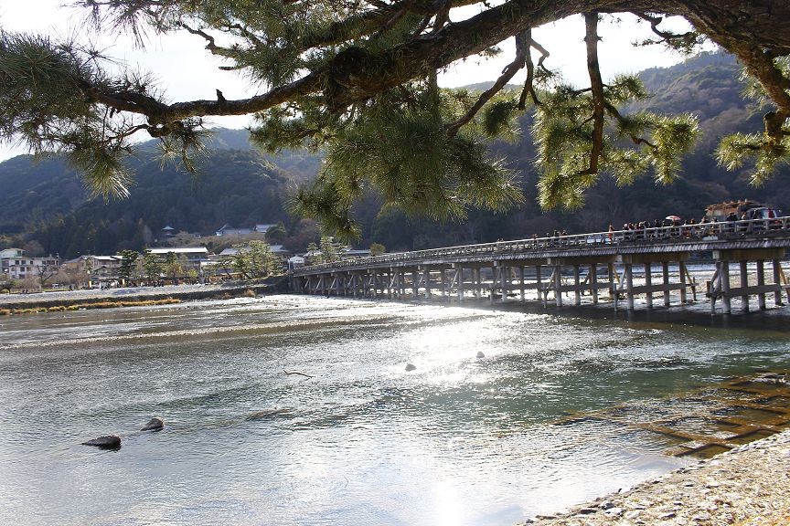 京都嵐山渡月橋（記者蔡玟君攝）