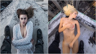 女模裸體登高樓自拍，性感+危險＝藝術？