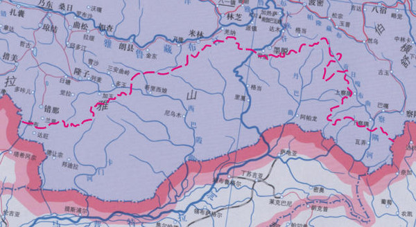 《中國地圖》藏南地區地名幾乎一片空白。（圖／翻攝自中國西藏網）