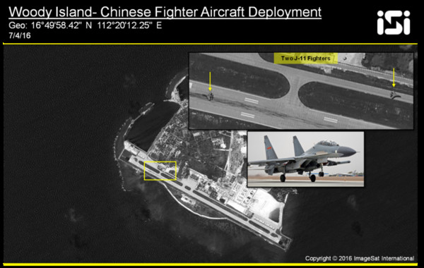 大陸已在南海永興島部署殲-11戰機。（圖／翻攝自imagesatintl.com）