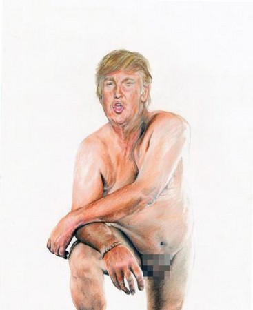 美國女畫家畫川普裸體畫，特意將川普的「小老弟」微小化。(圖／翻攝自網路)