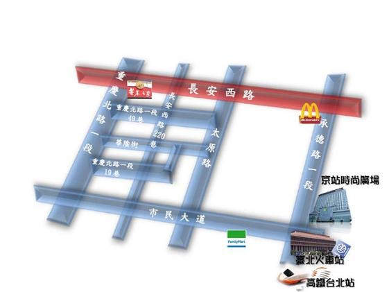 長安西路節慶禮品街地圖。