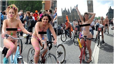 裸騎！英國舉辦最養眼的環保活動，騎著騎著都看傻了