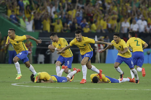 巴西PK戰勝出獲奧運男足金牌。（圖／達志影像／美聯社）