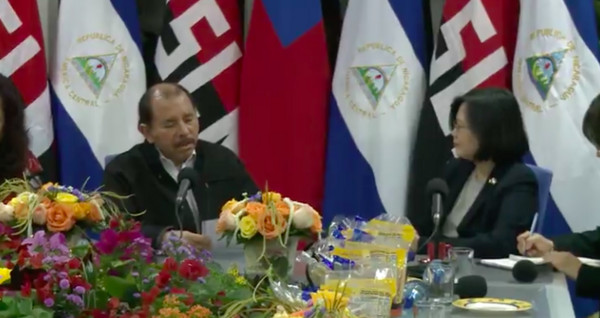 總統蔡英文與尼加拉瓜總統奧蒂嘉會面。（圖／翻攝總統府提供影片）