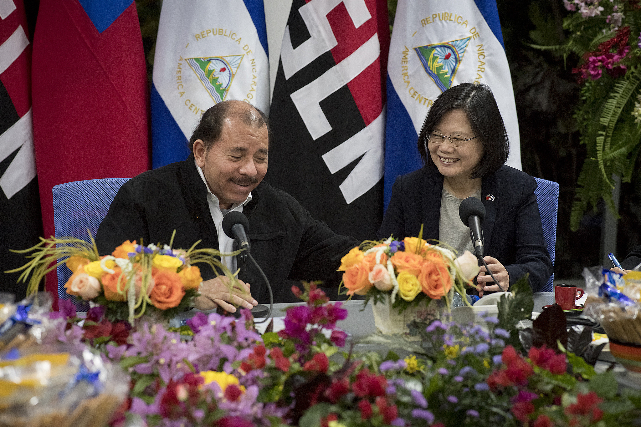 總統蔡英文與尼加拉瓜總統奧德嘉會晤。（圖／總統府提供）
