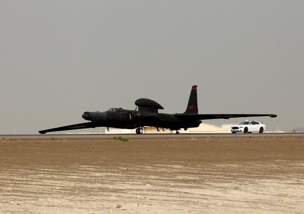 阿拉伯灣美軍空軍基地中，一架U-2偵察機。（圖／路透社）