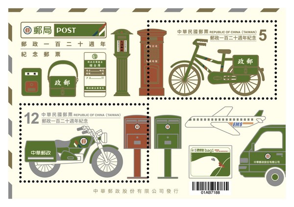 106年郵票選美活動結果出爐，郵政120週年紀念郵票獲第一。（圖／中華郵政提供）