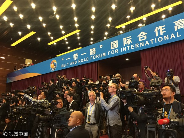 一帶一路國際合作高峰論壇開幕，各國記者嚴陣以待。（圖／視覺中國CFP）