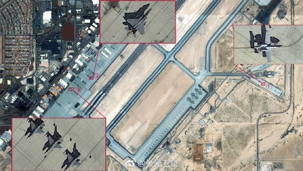 吉林一號衛星照美國空軍基地，奈利斯空軍基地（Nellis Air Force Base）。（圖／微博／長光衛星）