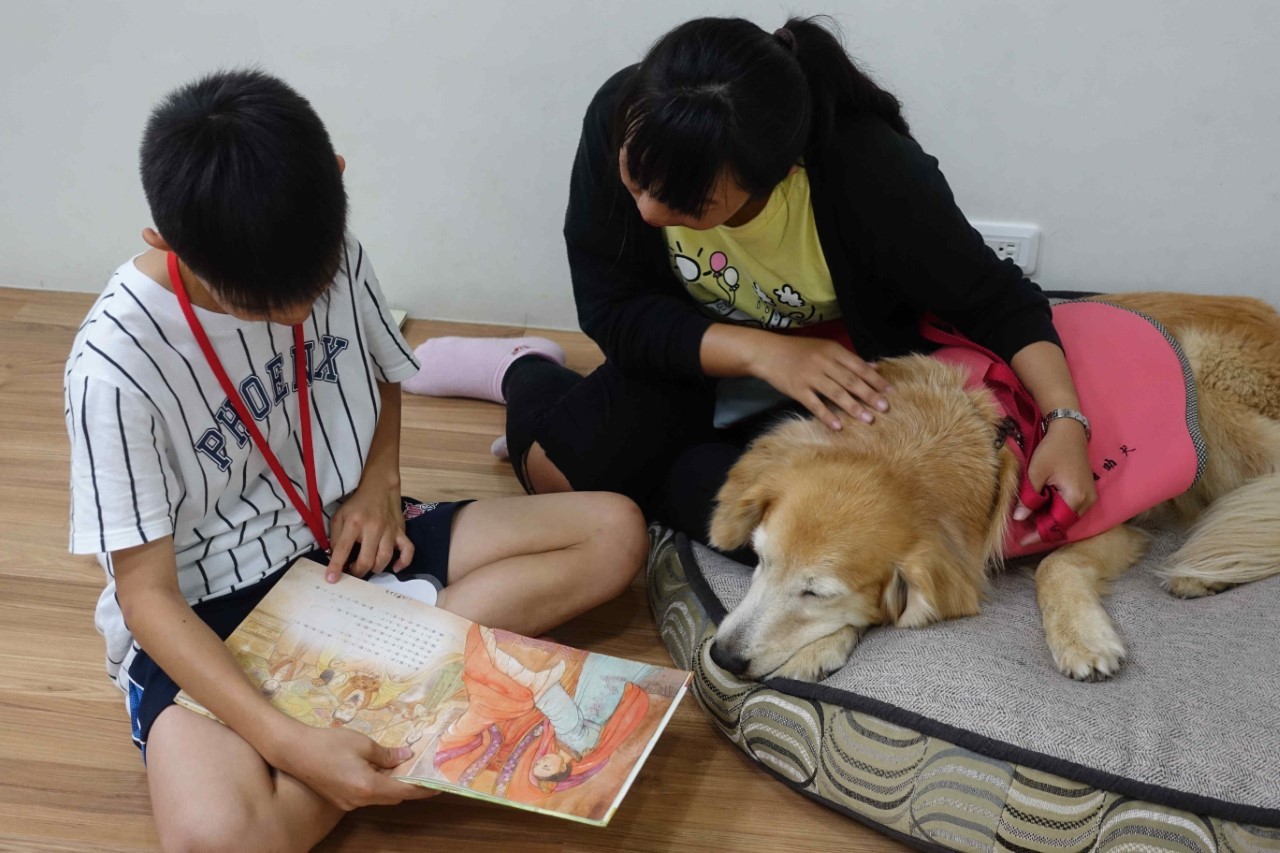 屏東大學推動「聽你唸書的狗狗」學習輔助犬計畫。（圖／教育部提供）