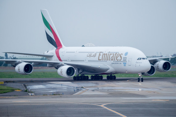 ▲阿聯酋航空A380來台。（圖／記者季相儒攝）