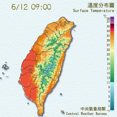 全台溫度分布圖。（圖／翻攝自中央氣象局）