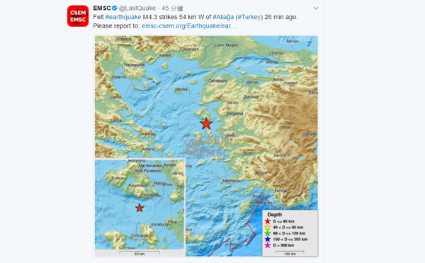 ▲土耳其西部外海發生6.3強震。（圖／翻攝自EMSC）