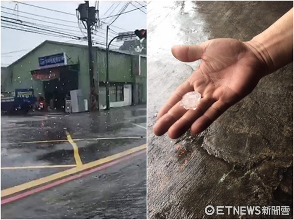 ▲▼19縣市發豪雨警戒！新莊板橋「冰雹暴動」打痛騎士躲騎樓。（圖／讀者提供）