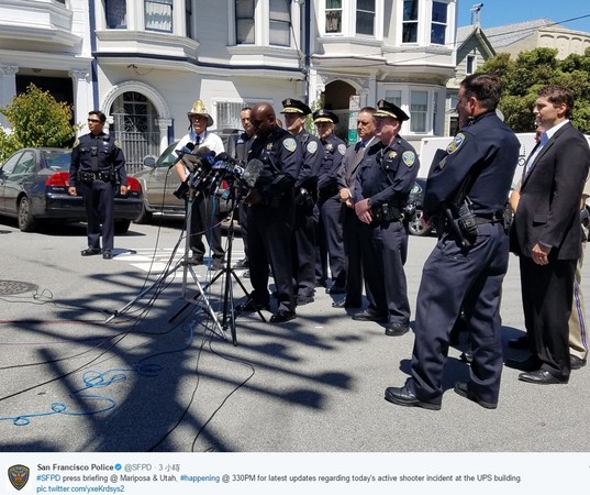 ▲舊金山UPS快遞公司爆發槍案釀4死。(圖／翻攝自舊金山警察局推特)
