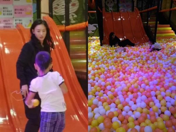 ▲張柏芝在蘇州拍戲，被網友目擊帶小兒子去玩遊樂設施。（圖／翻攝自微博、陸網《新浪娛樂》）