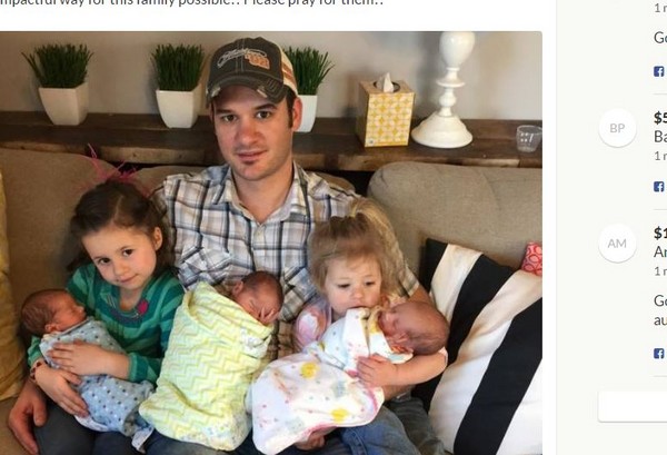 妻子生下三胞胎後身亡，堪薩斯單親爸一人養5個孩子。（圖／翻攝自GoFundMe）