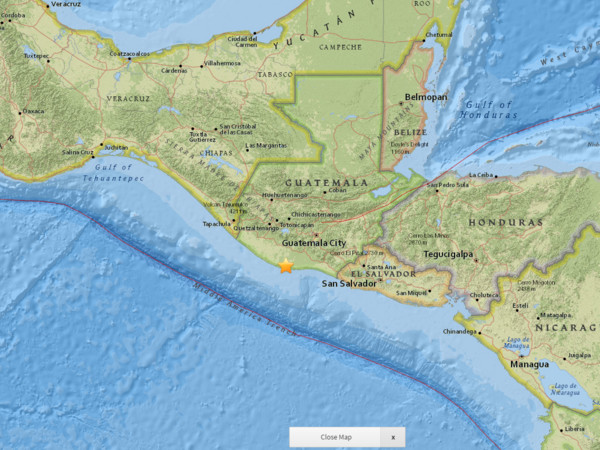 ▲▼Guatemala太平洋之火第2震！瓜地馬拉沿岸6.8強震　未發海嘯威脅。（圖／翻攝USGS）