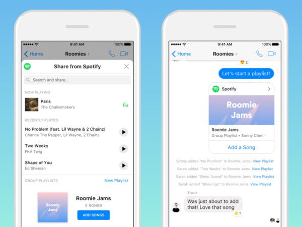 Spotify能在Messenger分享、創造歌單了。（圖／記者莊友直攝）