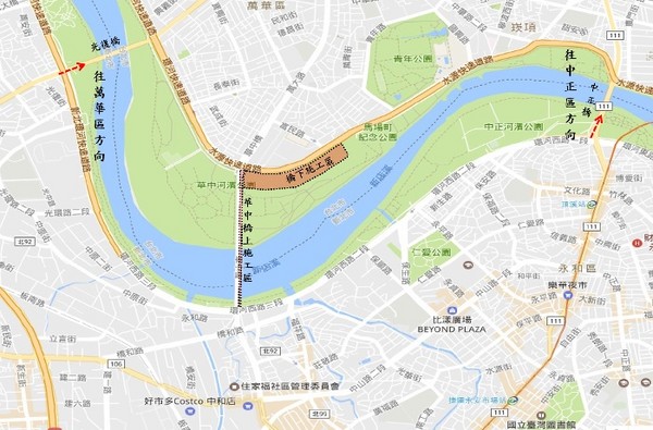 ▲▼華中橋7月1日起封閉機慢車道。（圖／台北市政府提供）