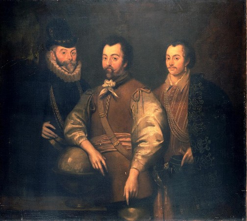 畫家筆下的約翰．霍金斯（左）及法蘭西斯．德雷克（中）。（圖片來源：National Maritime Museum） 