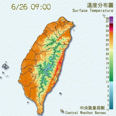 全台都是炎熱天。（圖／翻攝自中央氣象局）