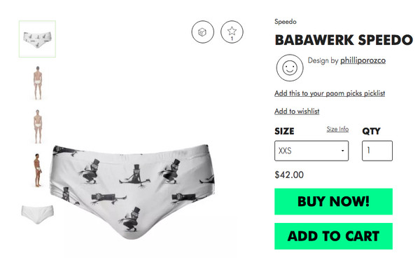 網路上販售的「巴巴杜」泳褲，標價每件42美元。（poam.com）