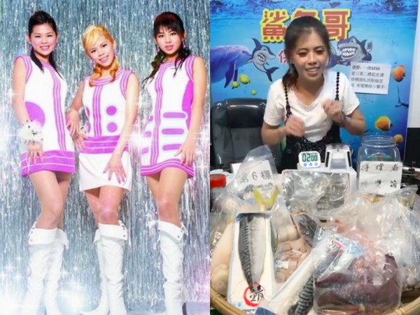 ▲閃亮三姊妹大姐出現在網路直播賣海鮮。（圖／翻攝網路、鯊魚哥臉書）