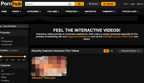 PornHub推出可和電動自慰器「同步」的A片。（圖／翻攝自官網）