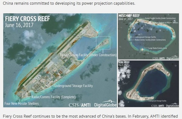 ▲美衛星照片顯示，陸在南海島礁大建工事。（圖／截自「亞洲海事透明倡議」AMTI）