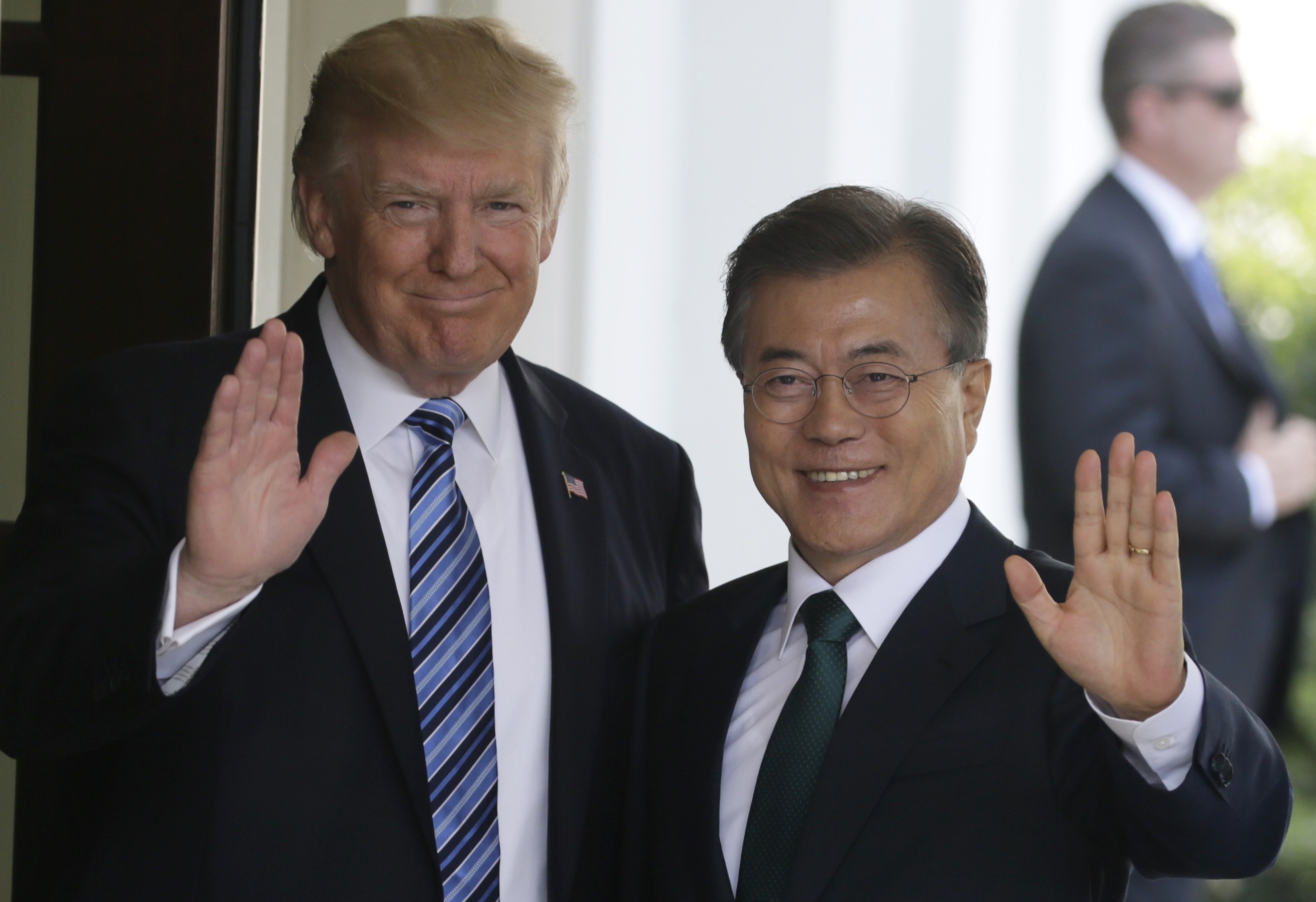 ▲南韓總統文在寅與川普（Donald Trump）見面。（圖／路透社）