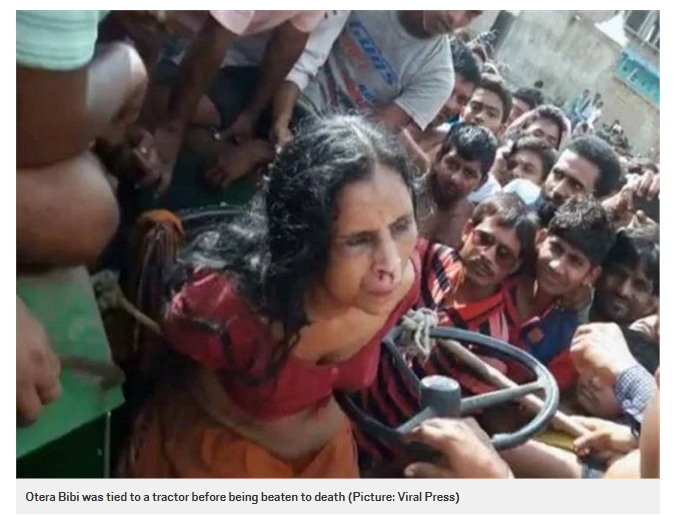 印度婦女比比（Otera Bibi）被誤以為要綁架小孩，遭圍毆致死。（圖／翻攝《Metro》）