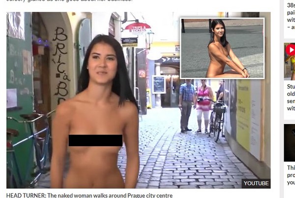 ▲裸女在捷克進行社會實驗。（圖／翻攝自每日星報）
