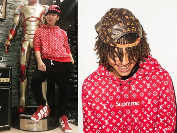 ▲林俊傑穿LV x Supreme聯名、NIKE彩虹鞋（圖／翻攝自林俊傑、supremenewyork IG）