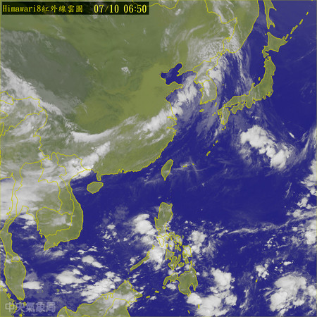 曬！今高溫飆35度，西部、東北部午後有雷雨。（圖／中央氣象局）