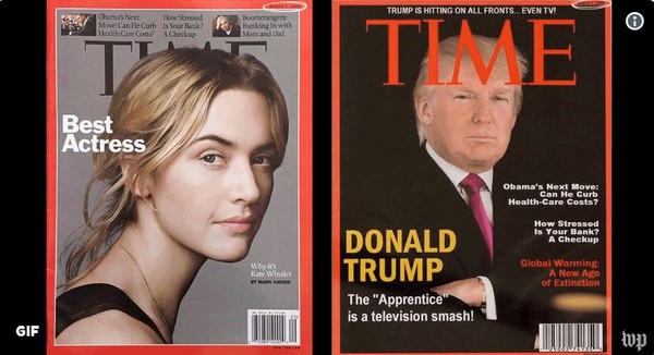▲▼ 總統川普被踢爆偽造自己登上《時代》雜誌的封面照片 。（圖／翻攝自推特）