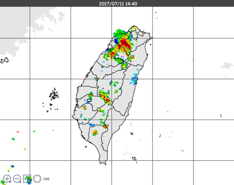 雷達回波圖。（圖／翻攝氣象局網站）