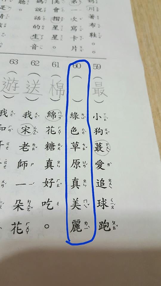 一名媽媽PO出就讀小學一年級女兒的暑假作業，其中「國語改錯字」的兩題一直解不出來，只好上網求救。（圖／翻攝「爆廢公社三館」臉書社團）