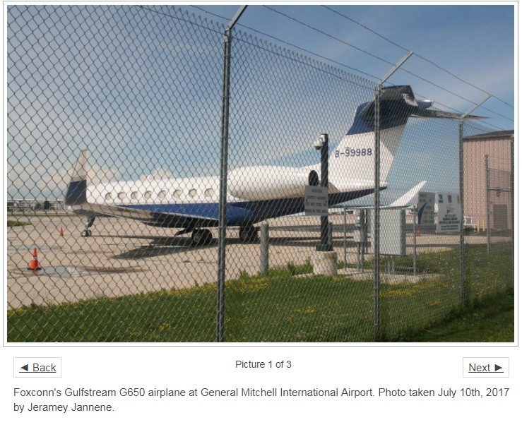 ▲郭台銘私人專機停在威斯康辛州的密爾瓦基軍機場一側被捕獲。（圖／翻攝自Urban MILWAUKEE）