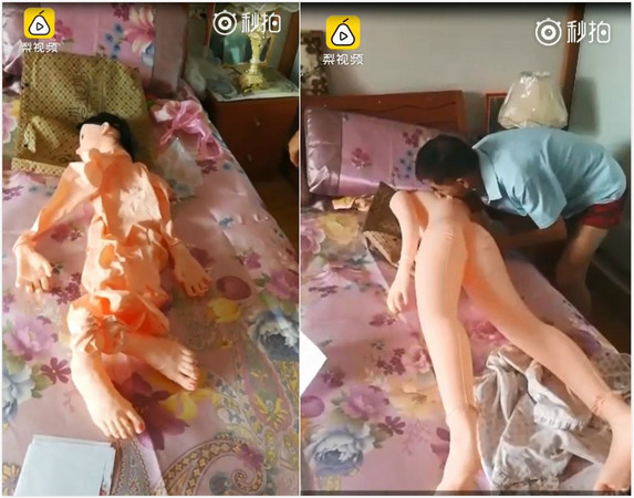 ▲▼湖北省武漢市一名67歲獨居阿公手臂殘疾，購買688元的頂配款充氣娃娃上當。（圖／翻攝自梨視頻／一手video）