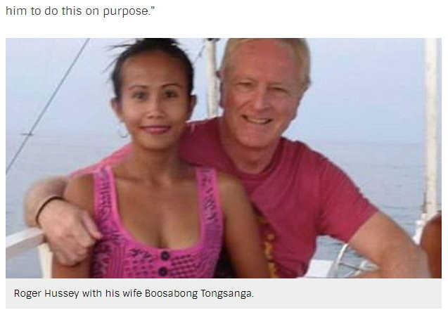 澳洲富商羅傑（Roger John Hussey）和妻子Budsabong Thongsangka。（圖／翻攝《Yahoo7 News》）
