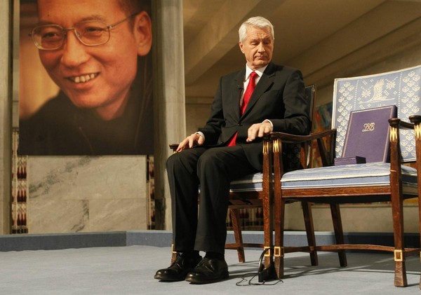 2010年的諾貝爾和平獎頒獎典禮上，受獎者劉曉波在中國監獄中，主辦單位特地留了一張空椅子。（達志影像）