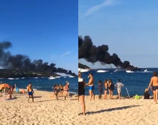 ▲法國度假海灘發生遊艇爆炸意外。（圖／翻攝自ThisIsStTropez推特）