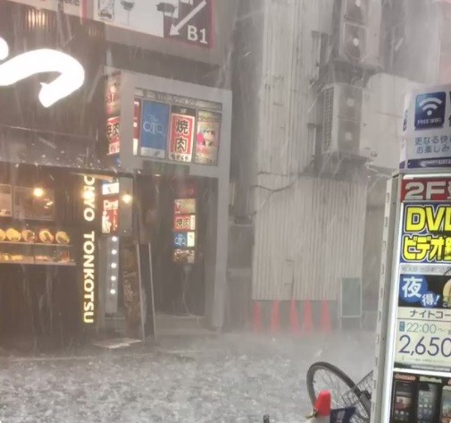 ▲日本東京下起超大冰雹。（圖／翻攝自Twitter@baranbanban）