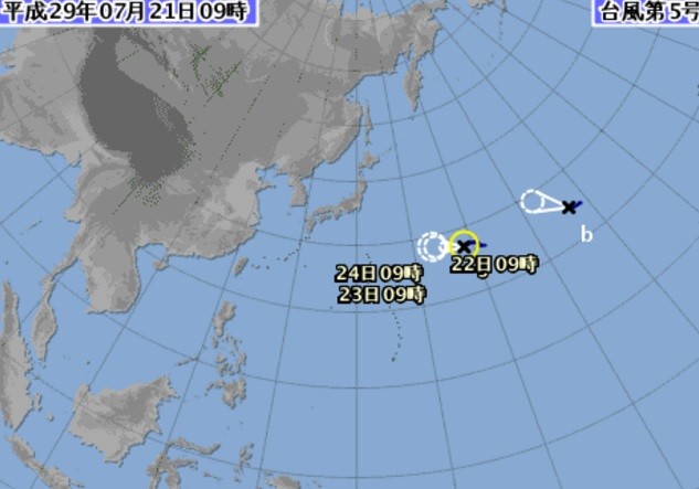 今年第5號颱風「諾盧」生成（圖／翻攝自日本氣象廳）