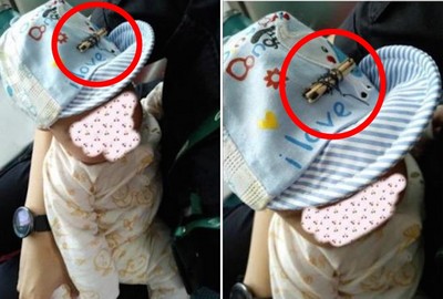 婴儿「头挂火柴」过海关被截 母:「护身符可避邪!」