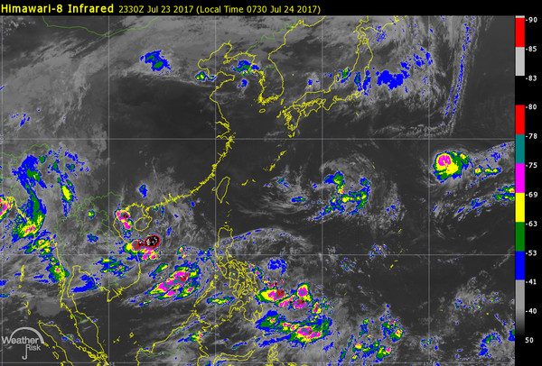 目前位於菲律賓東方海面上有明顯的低壓環流，預期還需要1、2天的整合發展，不過仍需觀察。（圖／翻攝自氣象達人彭啟明臉書）