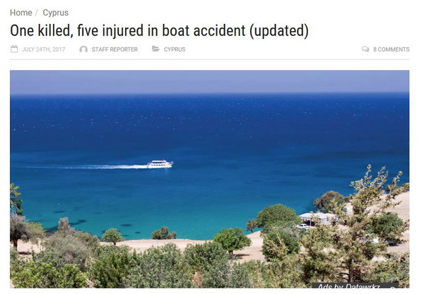 ▲一艘快艇在塞浦路斯西北部阿卡馬斯自然保護區的藍礁湖海岸行駛時，撞上礁石。(示意圖／翻攝自網路）