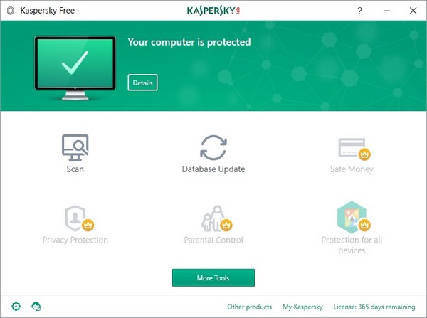 ▲「Kaspersky Free」除了掃描排毒外，也具有數據更新的要素。 （圖／翻攝自官網）
